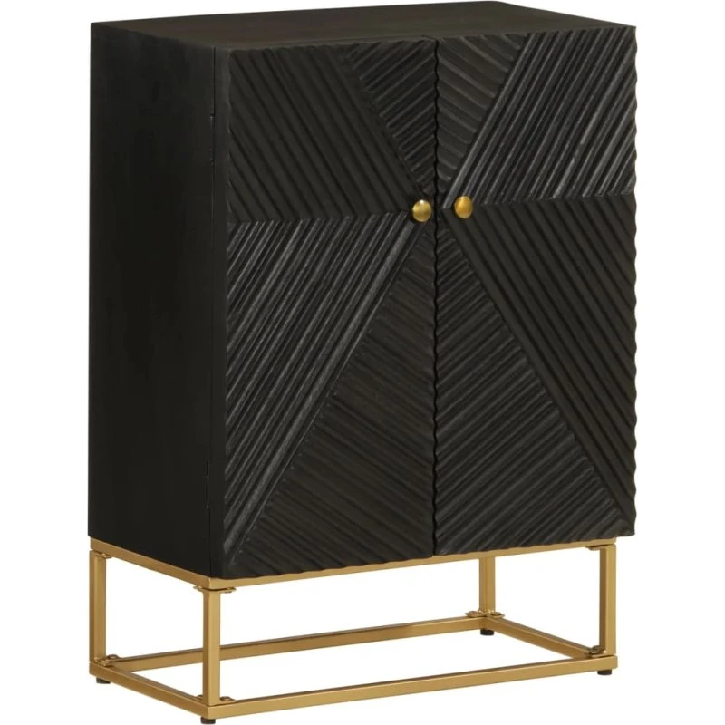 vidaXL Skænk 55x30x76 cm, massivt mangotræ og jern, sort