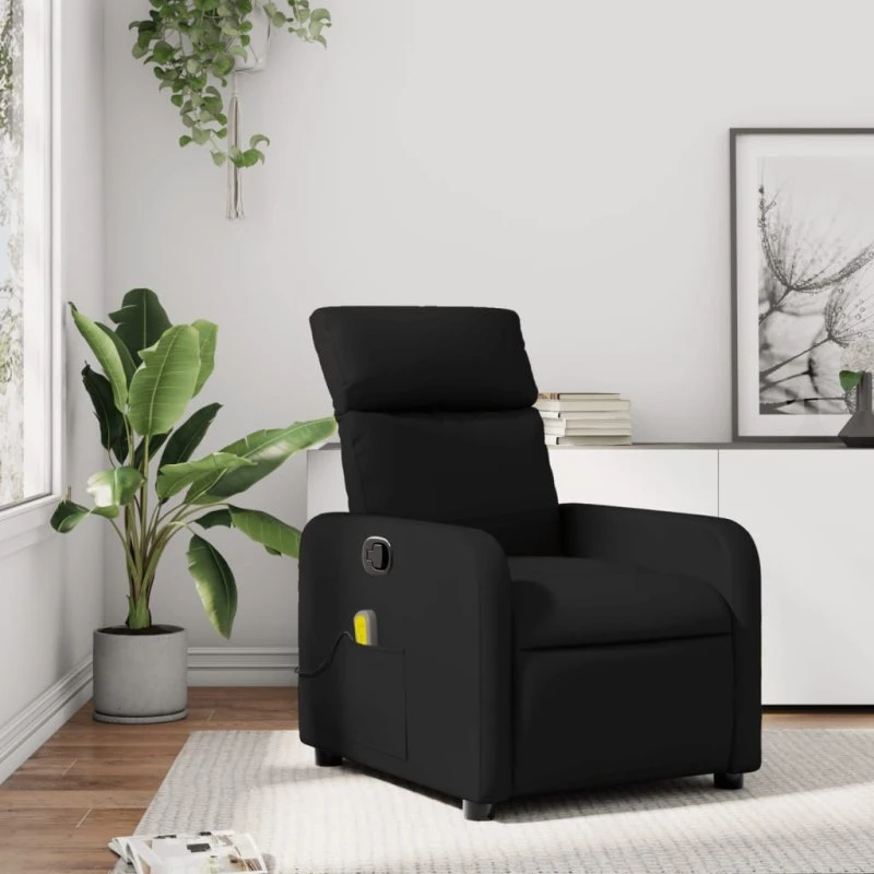 vidaXL Massagestol Sort Kunstlæder med Manuel Lænefunktion