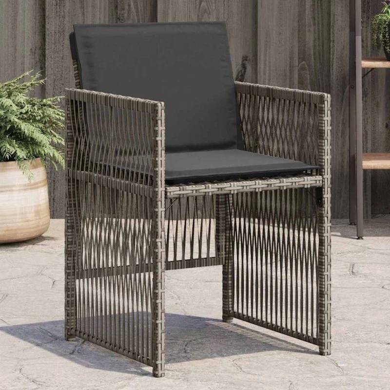 vidaXL Havestole med hynder 4 stk. polyrattan grå