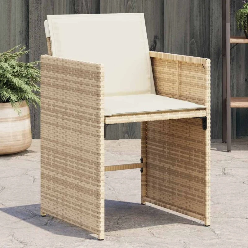 vidaXL Havestole 4 stk. med hynder polyrattan beige