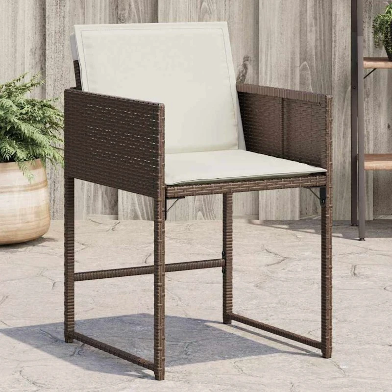 vidaXL Havestole 4 stk. PolyRattan Brun med Hynder
