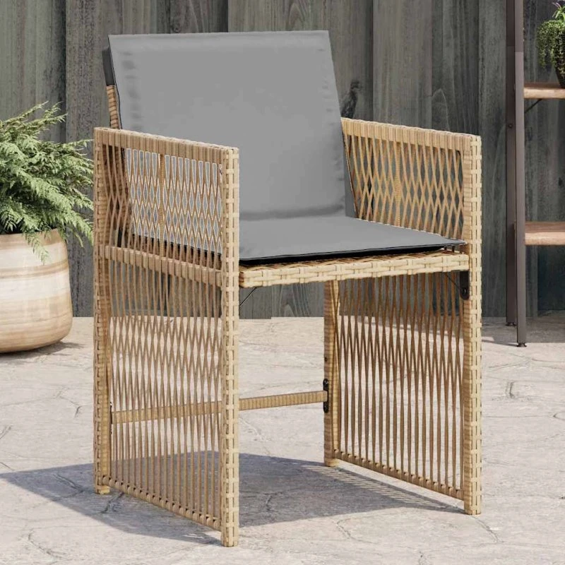 vidaXL Havestole 4 stk. PolyRattan Blandet Beige med Hynder