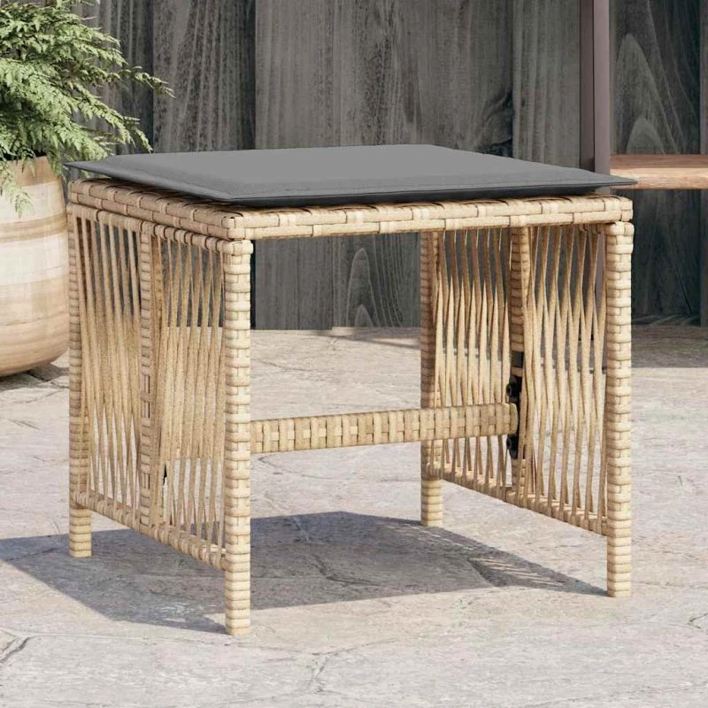 vidaXL Haveskamler 4 stk. med hynder 41x41x36 cm polyrattan beige