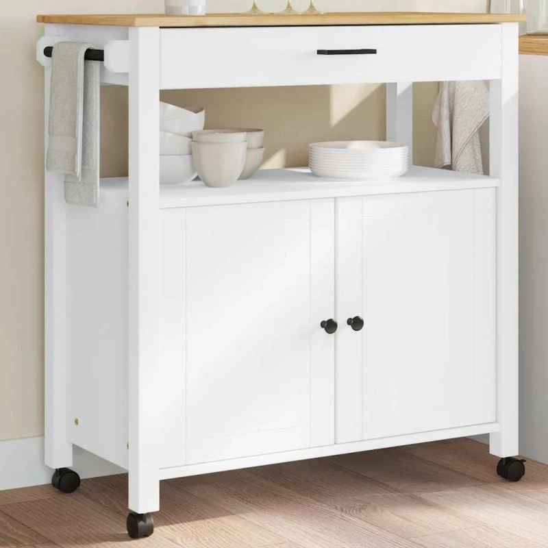 vidaXL MONZA køkkenvogn 84x40x88,5 cm massivt fyrretræ