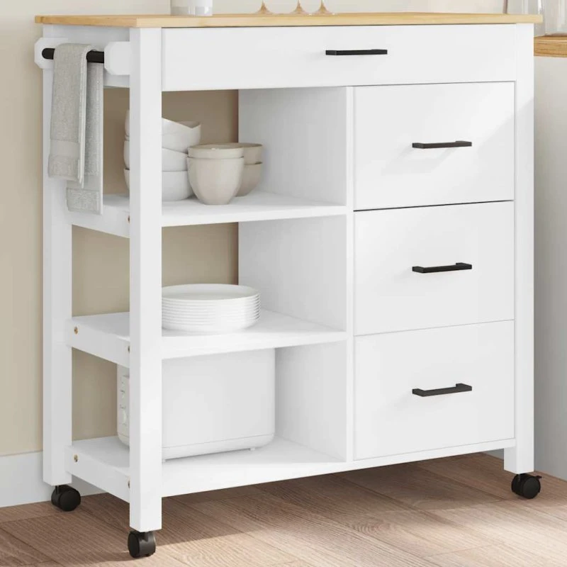 vidaXL MONZA køkkenvogn 84x40x88,5 cm i massivt fyrretræ