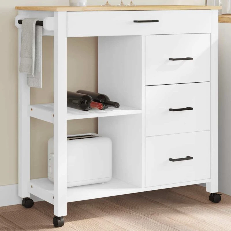 vidaXL Køkkenvogn Monza 84x40x88,5 cm massivt fyrretræ