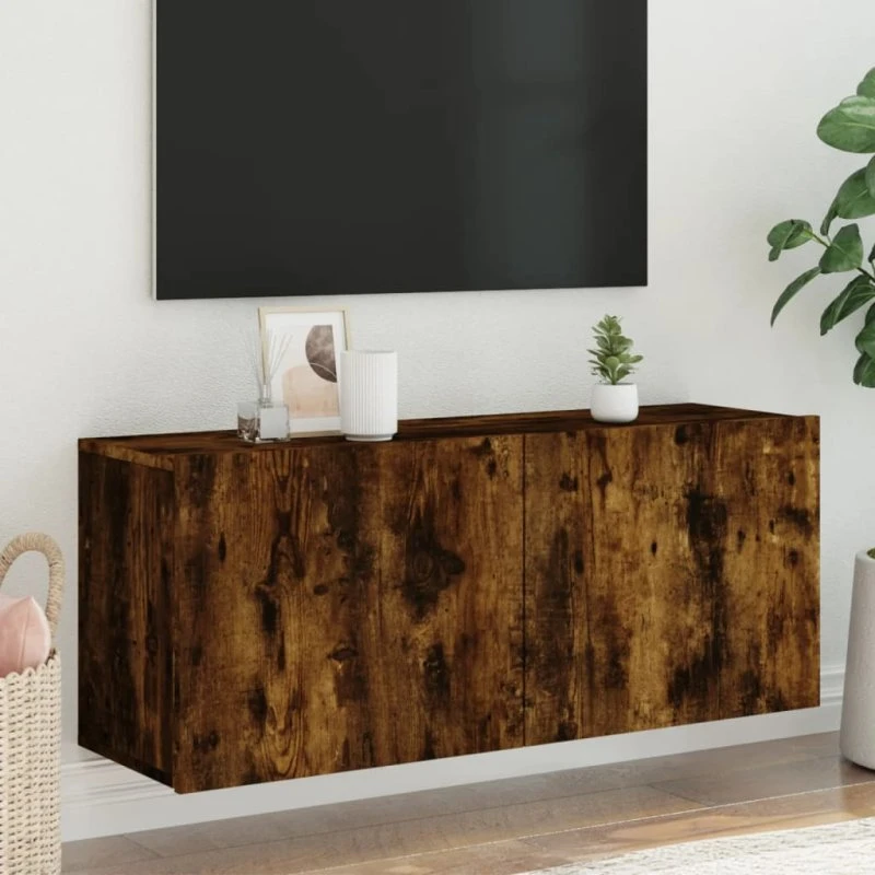 vidaXL væghængt tv-bord 100x30x41 cm røget egetræ