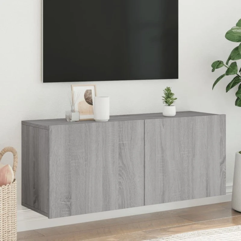 vidaXL væghængt tv-bord 100x30x41 cm grå sonoma-eg