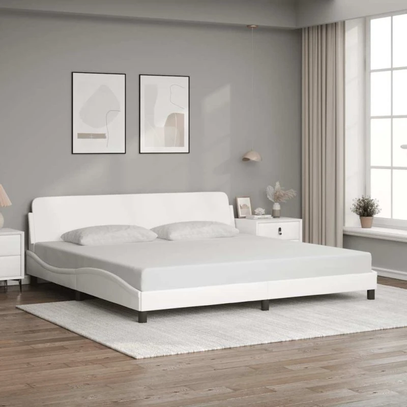 vidaXL Sengeramme Dover 200x200 cm kunstlæder hvid