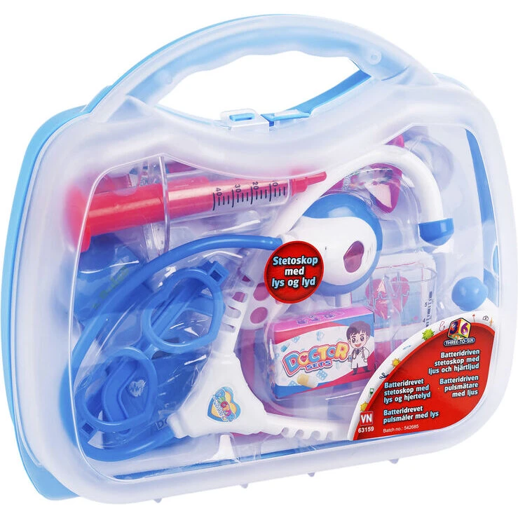 DOKTORmEL Stetoskop-kuffert med lys og pulsmåler (inkl. 4 knapcellebatterier)