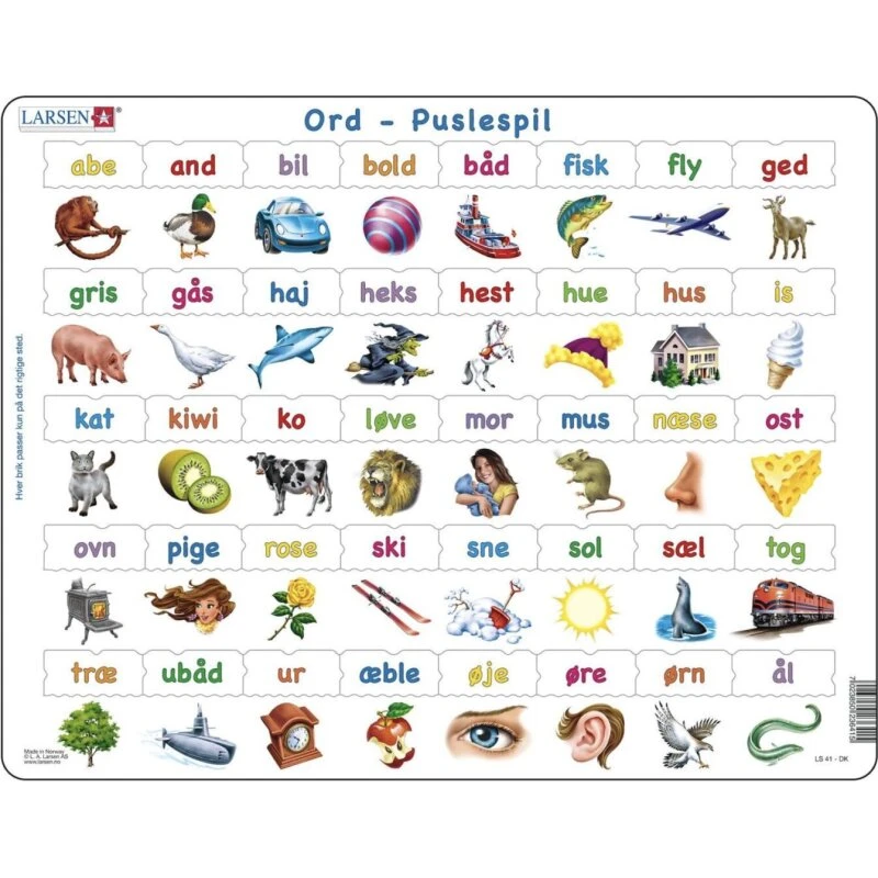 Larsen Puslespil Lær at læse - Ord, 40 brikker (Maxi)