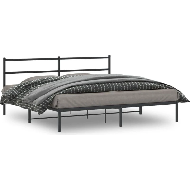 vidaXL Sengeramme 200x200 cm metal sort med sengegavl