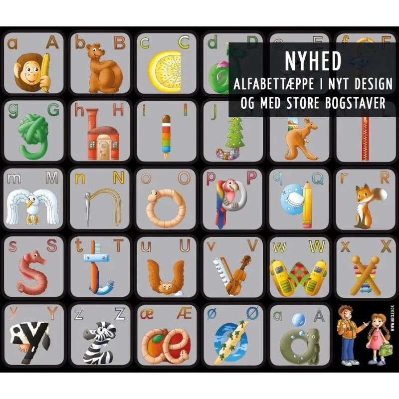 Alfabettæppe - 185 x 160 cm