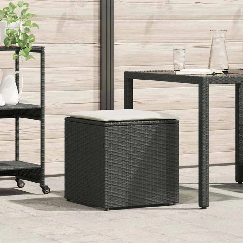 vidaXL Pudekasse 50x50x50 cm Sort Poly Rattan