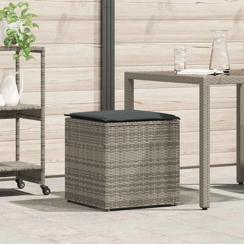 vidaXL Pudekasse Grå 50x50x50 cm Poly Rattan