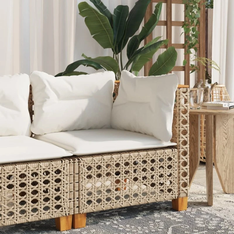 vidaXL Hjørnemodul til Havesofa med Hynder, Polyrattan Beige