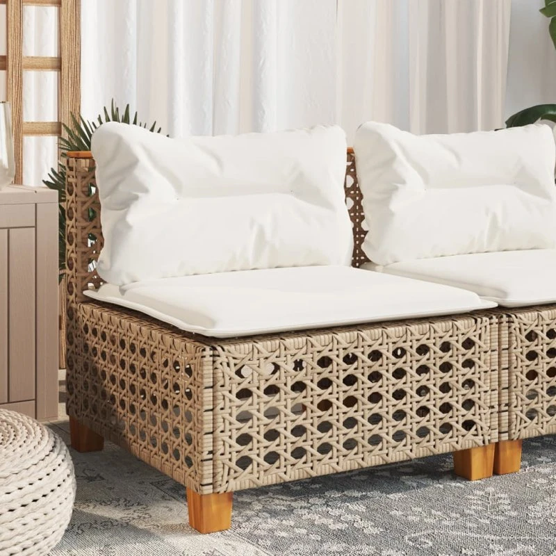 vidaXL Sofamodul med Hynder Polyrattan Beige
