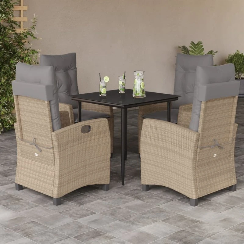 Leroy Merlin Spisebordssæt 5 Dele Beige Polyrattan 200 cm