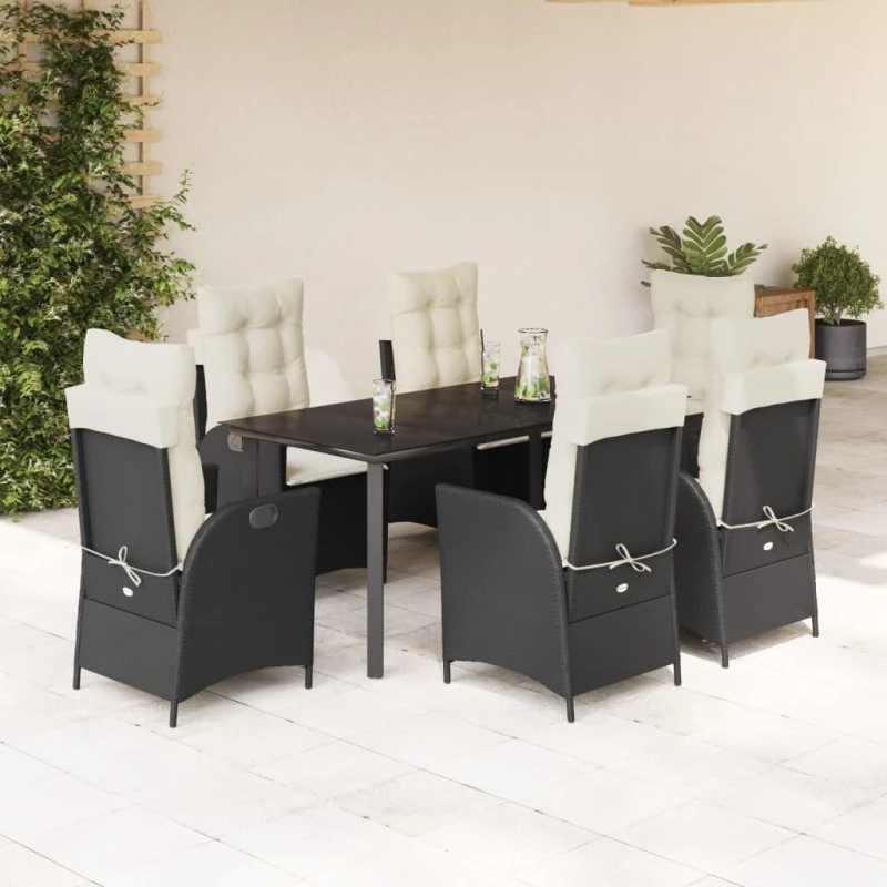 Sunrise 5-delssæt Polyrattan Sort/Creme 200x100 cm
