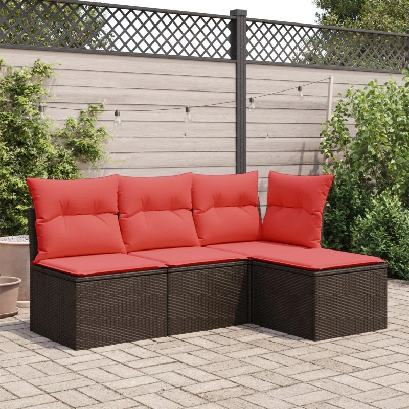 vidaXL Haveskammel med Hynde Brun 55x55x37 cm PolyRattan