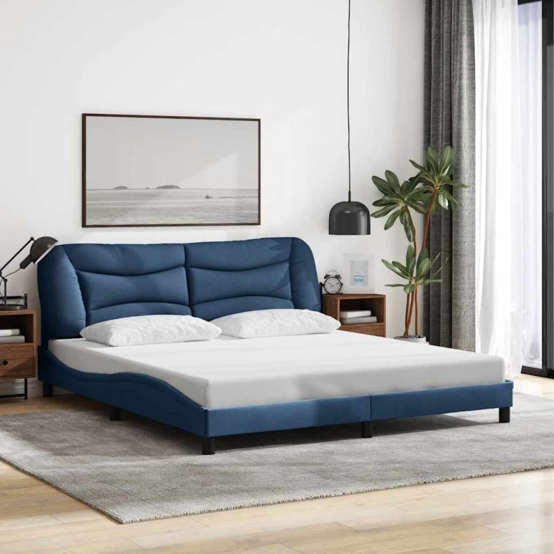 vidaXL Sengeramme Hvar 180x200 cm stof blå