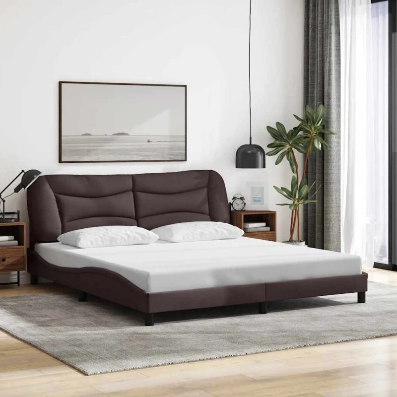 vidaXL sengeramme 180x200 cm mørkebrun med hovedgærde