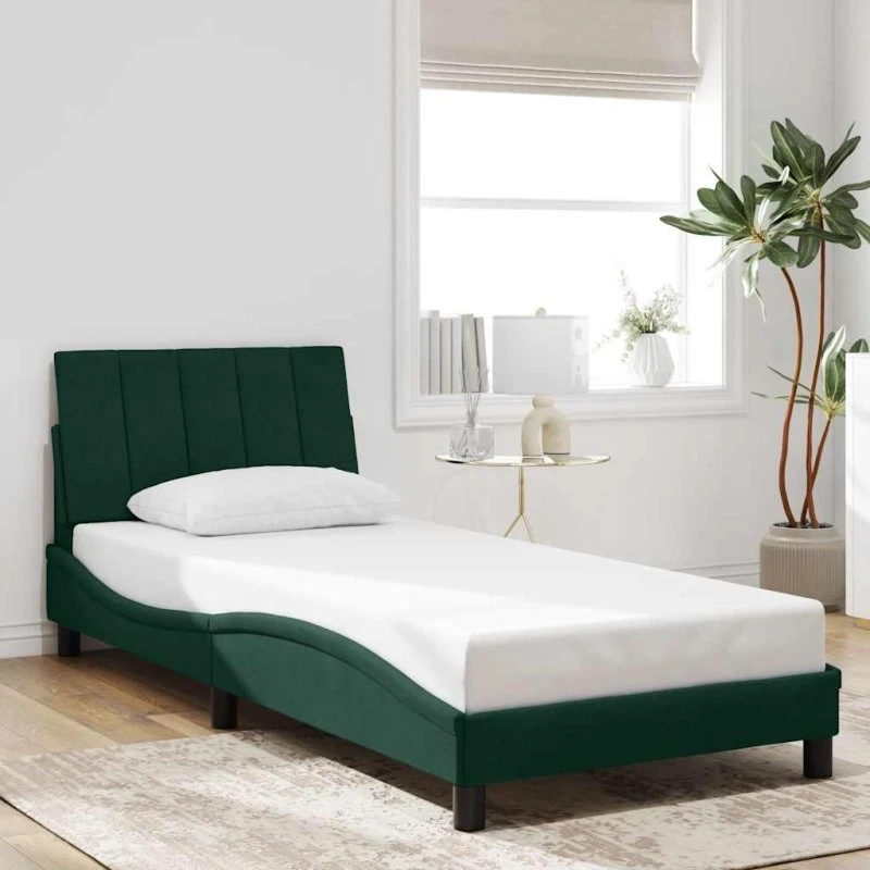 vidaXL Hanko Sengeramme Mørkegrøn 90x200 cm Fløjl