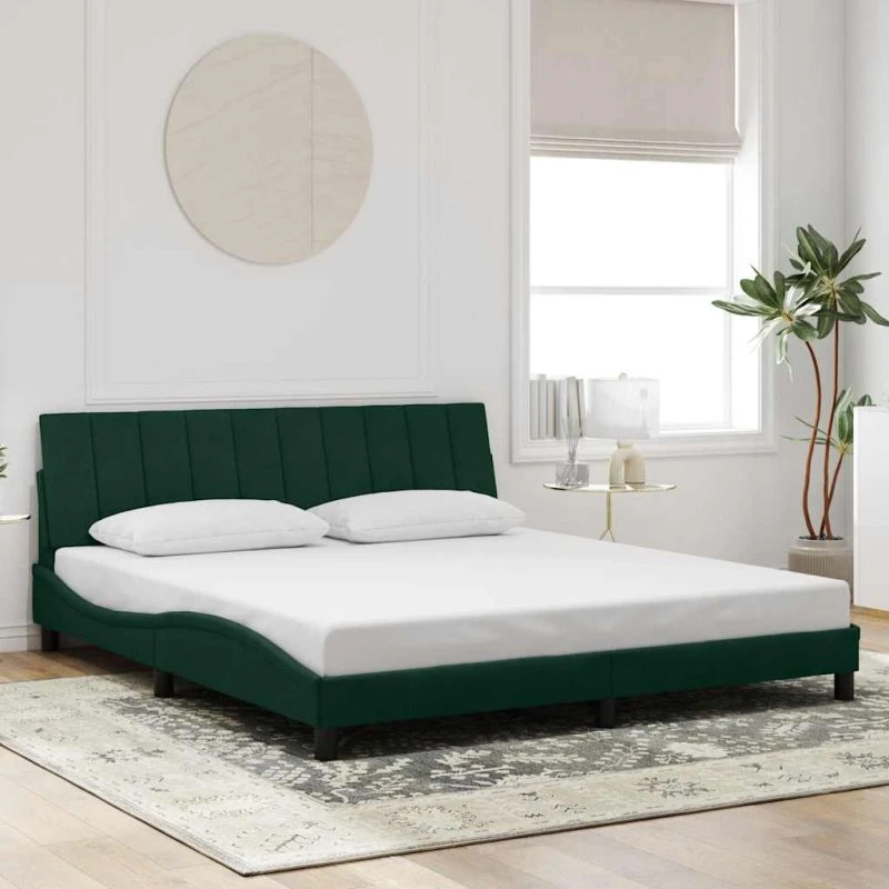 vidaXL Hanko Sengeramme Mørkegrøn 180x200 cm Fløjl