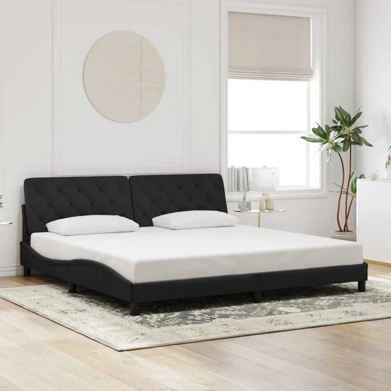 vidaXL Sengeramme 200x200 cm Sort med Fløjl og Lameller i Krydsfiner