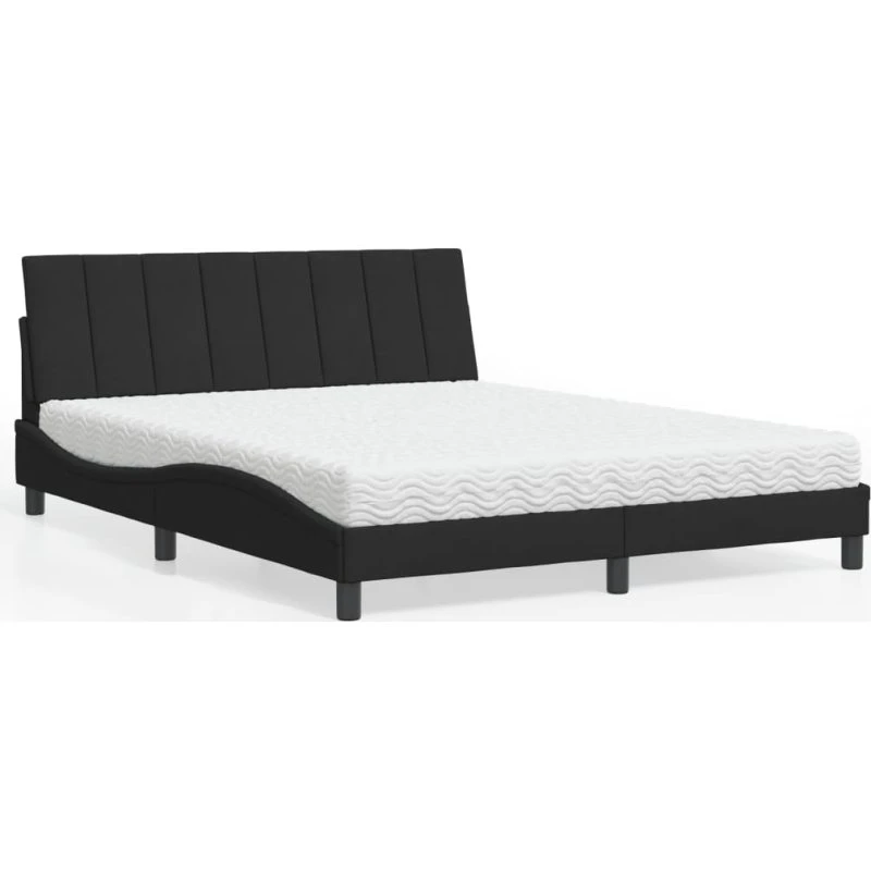 vidaXL Hanko 160x200 cm seng med madras i velour sort