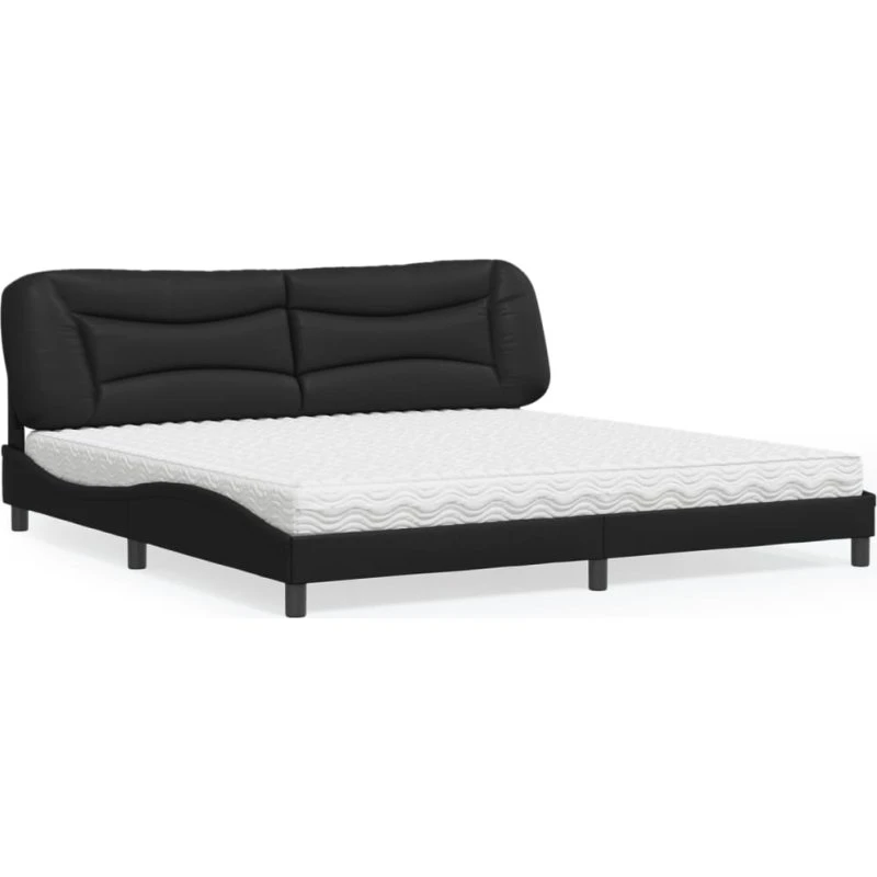 vidaXL Seng med madras Hvar 200x200 cm sort kunstlæder