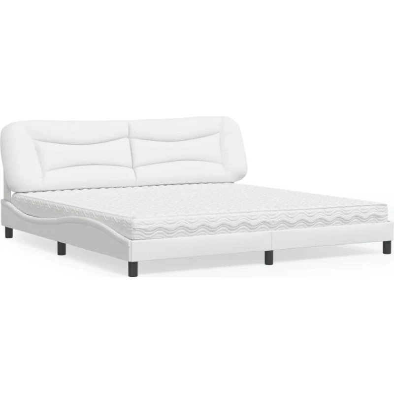 vidaXL Seng med madras Hvar 200x200 cm kunstlæder hvid