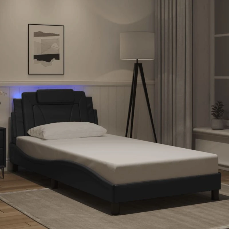 vidaXL Viana sengeramme 100x203 cm sort med LED