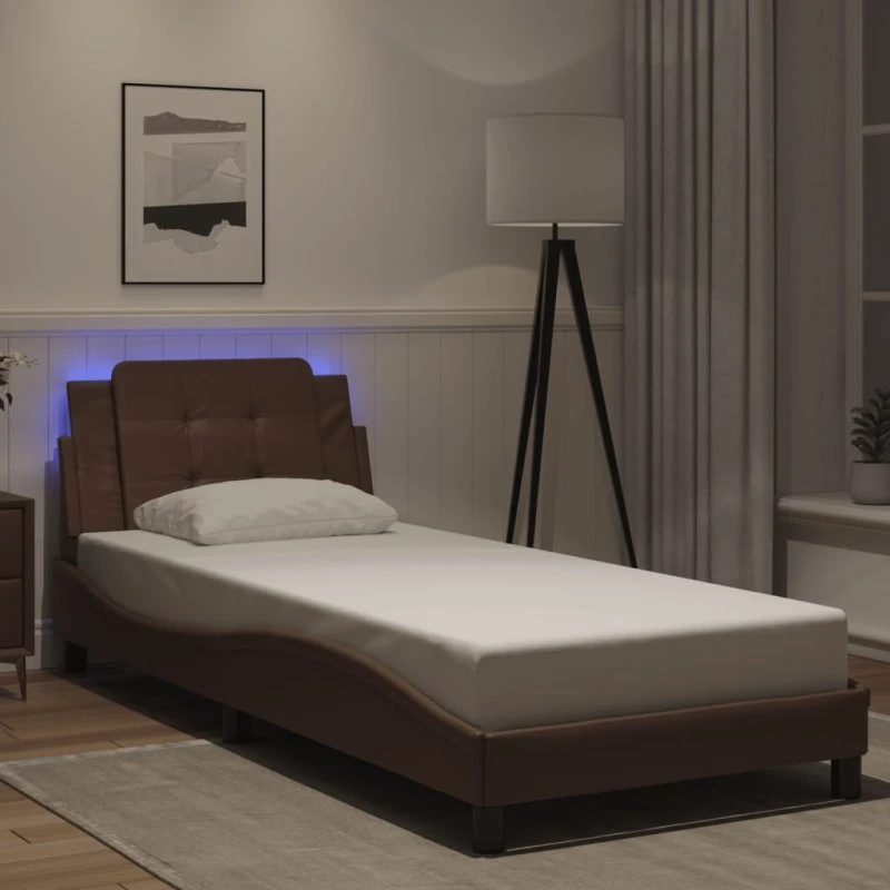vidaXL Zadar 80x200 cm sengeramme med LED, brun
