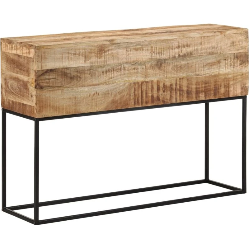 vidaXL Konsolbord 110x30x75 cm massivt ru mangotræ og jern