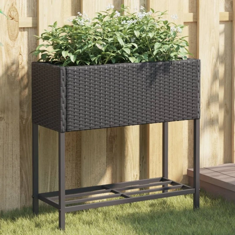 vidaXL Plantekasser 2 stk. med hylde 70x28x70 cm sort