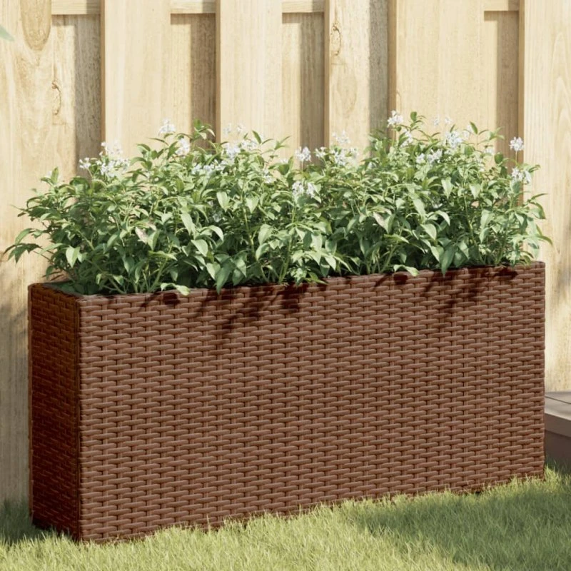 vidaXL Plantekasser 2 stk. 90x20x40 cm polyrattan brun