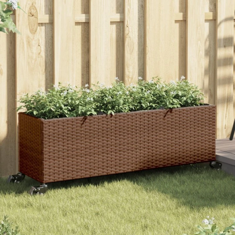 vidaXL Plantekasser 2 stk. med hjul 107x32x38 cm brun