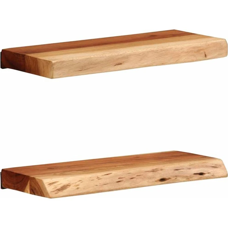 vidaXL Væghylder 2 stk. 40x20x3,5 cm massivt akacietræ