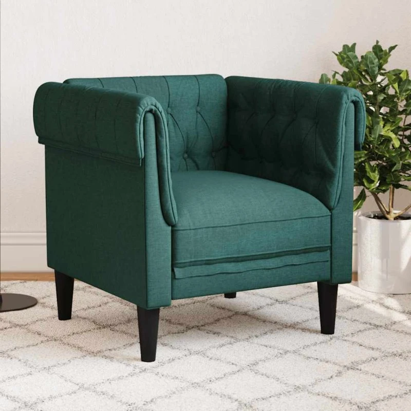 vidaXL Chesterfield-sofastol mørkegrøn