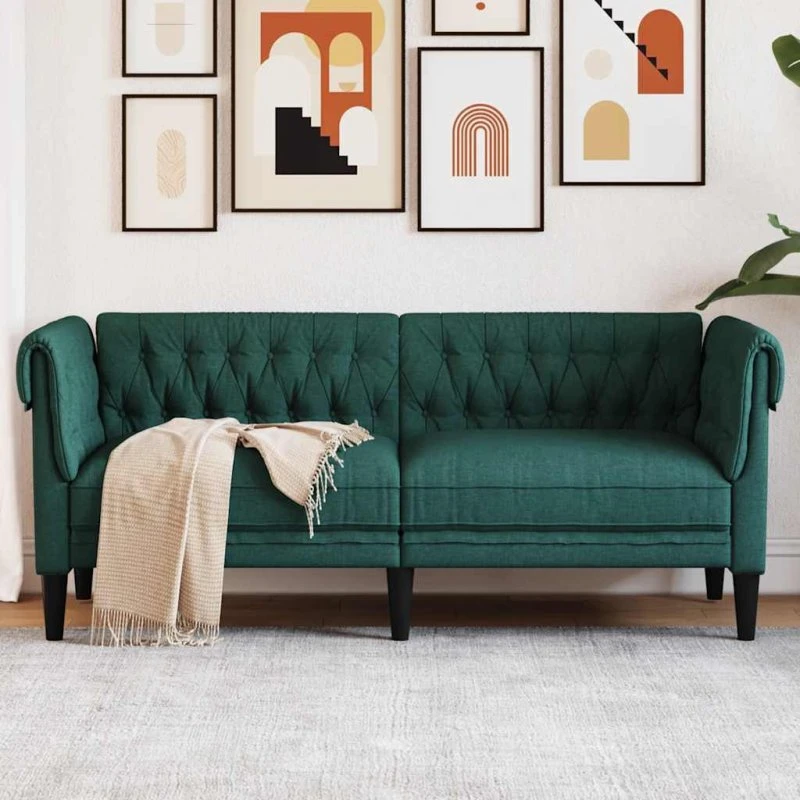 vidaXL 2-p. Chesterfield-sofa mørkegrøn