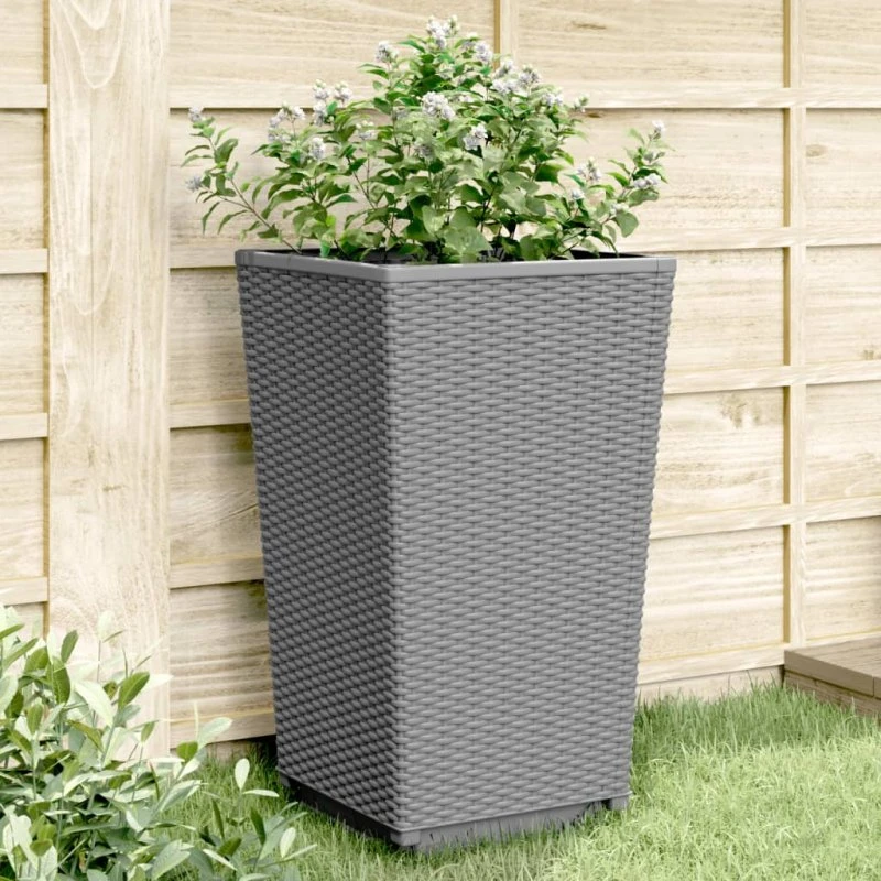 vidaXL Plantekurve 4 stk. 32,5x32,5x57 cm PP lysegrå