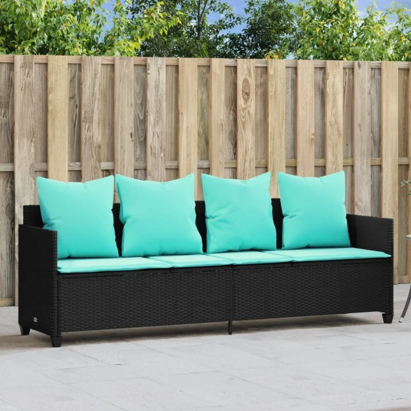 vidaXL loungesofa med hynder polyrattan sort