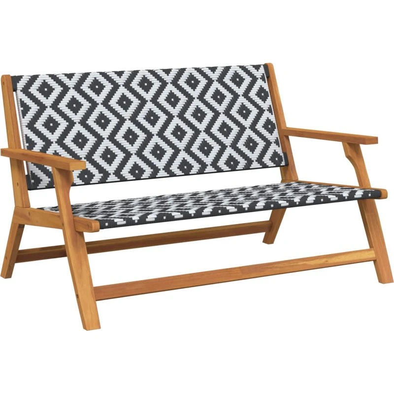 vidaXL Havemøbler Sort og Hvid 122 x 78 x 73 cm Massivt Akacietræ
