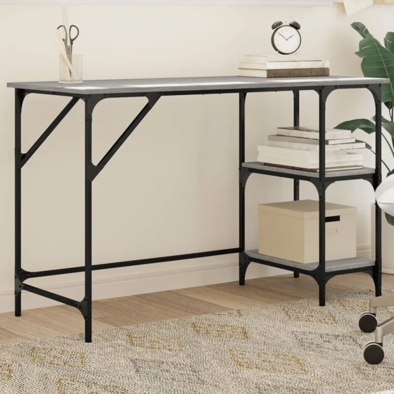 vidaXL Skrivebord 120x50x75 cm Grå Sonoma-Eg Metal & Konstrueret Træ