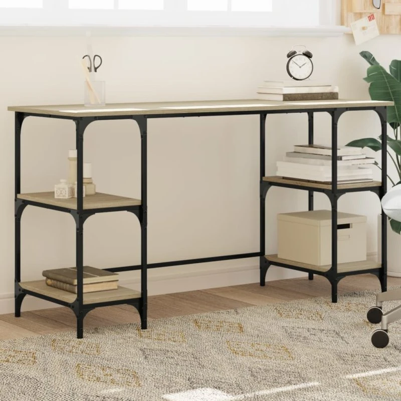 vidaXL Skrivebord 140x50x75 cm Konstrueret Træ Sonoma-Eg