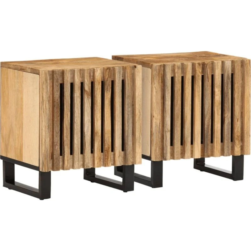 vidaXL Sengeborde 2 stk. 40x34x46 cm massivt ru mangotræ