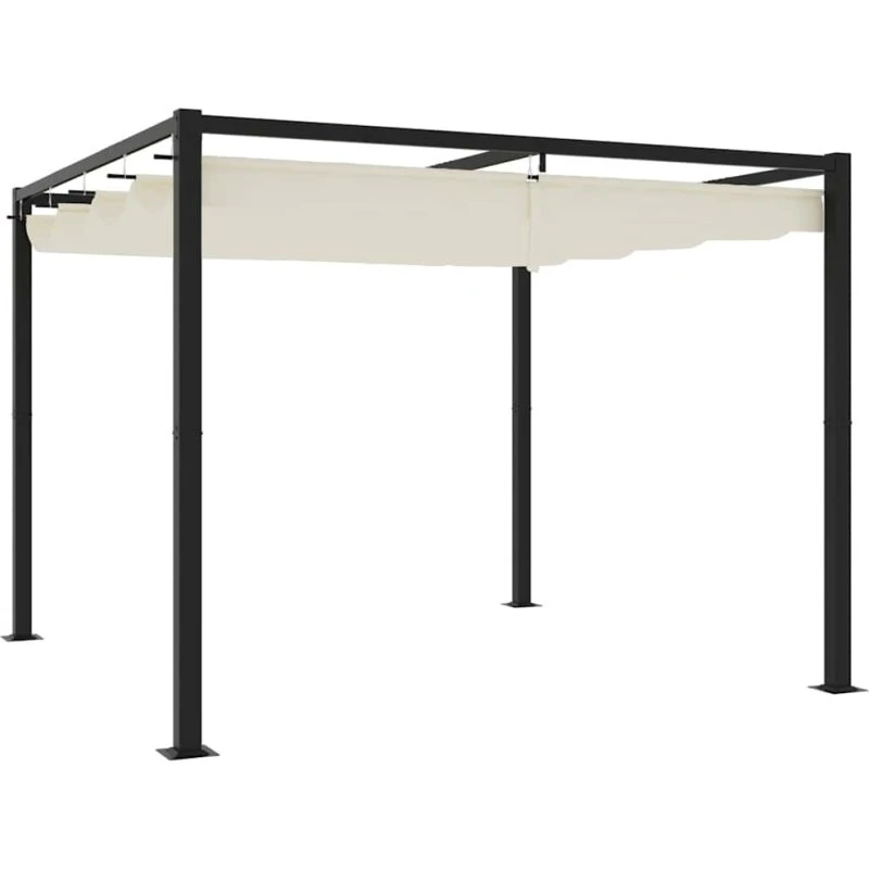 vidaXL Havepavillon 3x3 m Creme Stål med optrækkeligt tag