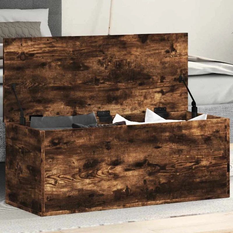 vidaXL Opbevaringsboks 90x35x35 cm røget egetræ