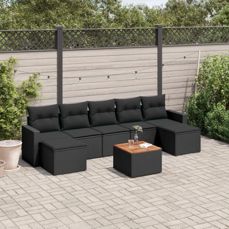 Sofasæt Til Haven 8 Dele Med Hynder Polyrattan - Beige og Cremefarvet